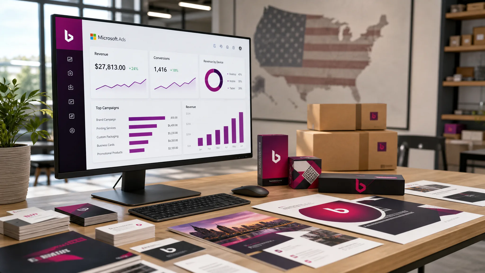 We generated $947K revenue for a US print provider via Microsoft Ads
